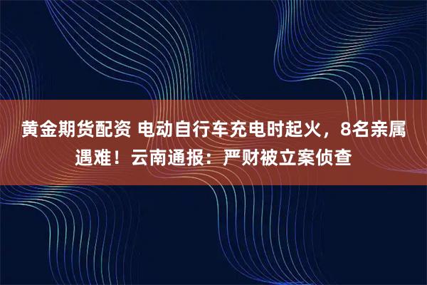 黄金期货配资 电动自行车充电时起火，8名亲属遇难！云南通报：严财被立案侦查